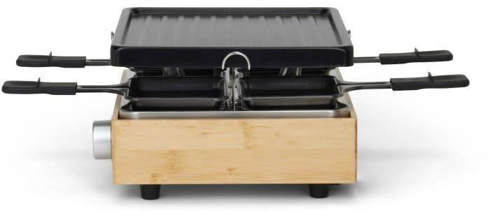Dripio Raclette-grill voor 4 personen, 800 watt, bamboe met antiaanbaklaag