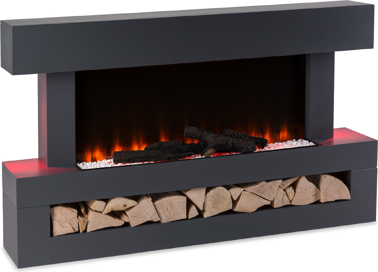 Klarstein Deko Kamin mit LED-Flammen, Elektro Kamin mit Heizung, 2000W Elektrischer Kamin, Sparsamer Kamin Elektrisch, Wandkamin mit Fernbedienung & Timer, Elektrische Kamine mit MDF-Gehäuse