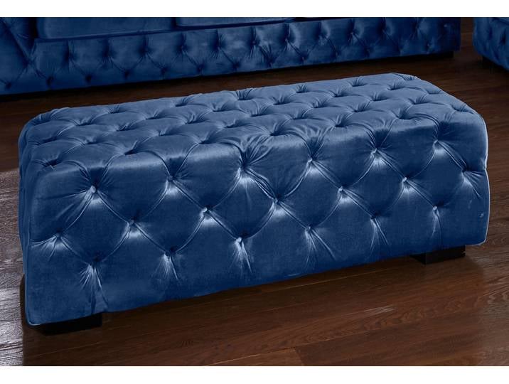 Polsterhocker HOME AFFAIRE Kalina , blau (dunkelblau), B:120cm H:42cm T:55cm, Hocker, Polsterhocker, mit klassischer Chesterfield-Knopfheftung