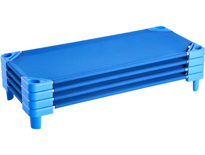 VEVOR Stapelbaar Kinderbed Slaapbed Blauw 4-Delig 130x57x15cm Kinderligstoel