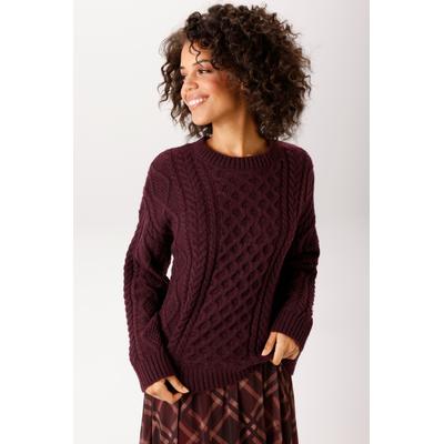 Strickpullover ANISTON CASUAL, Damen, Gr. 36, lila (bordeaux), Grobstrick, Obermaterial: 100% Polyester, Zopfmuster, gemustert, unifarben, oversize hüftlang, Rundhals, Rippstrickbündchen, Pullover Strickpullover, im attraktiven Muster-Mix - NEUE...