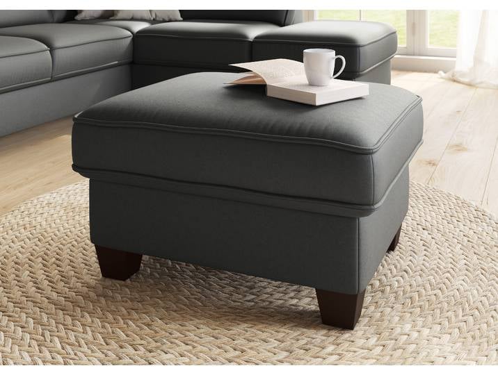 Hocker, Luxus-Microfaser, Grau-Anthrazit, 75×65 cm, Mit Stauraum & Federkern, Klassisch, Home Affaire
