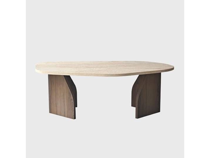 Hanah Home Stilvoller Couchtisch, 100 cm x 60 cm x 35 cm, Travertin & Walnuss 100% melaminbeschichtet Langlebiges Design