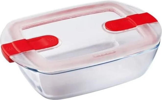 Pyrex Cook & Heat rechthoekige bewaardoos van borosilicaatglas met deksel, 1,1 liter, 23 x 15 cm