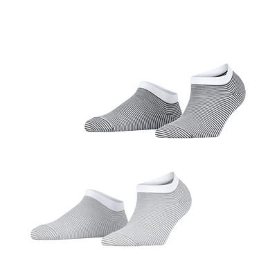 Sneakersocken ESPRIT "Allover Stripe", Damen, Gr. 35-38, schwarz-weiß (anthrazit melange), Baumwollmischung, gestreift, normal, Socken Sneakersocken, verstärkt, hochwertig, mit Streifen, schmales Bündchen