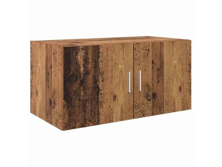 Wandschrank Altholz 80 x 42,5 x 40 cm Holzwerkstoff Wandmontage, Tür mit Scharnieren, silberne Stangengriffe, veredelte Rückwand, Holzwerkstoff, Esszimmer
