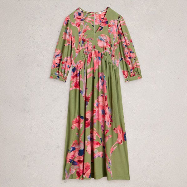 White Stuff Lucy Midi Dress Green Multi