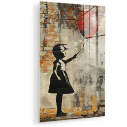 ACRYLGLASBILD Graffiti - Banksy - Mädchen - Straßenkunst 80x120 cm