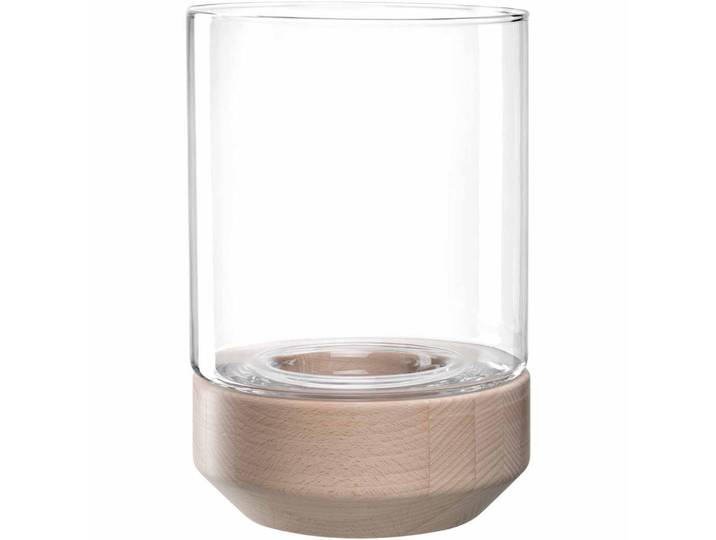 Leonardo Windlicht Legno, Braun, Transparent, Holz, Glas, Buche, 20.00x30.00x20.00 cm, Dekoration, Laternen & Windlichter, Windlichter
