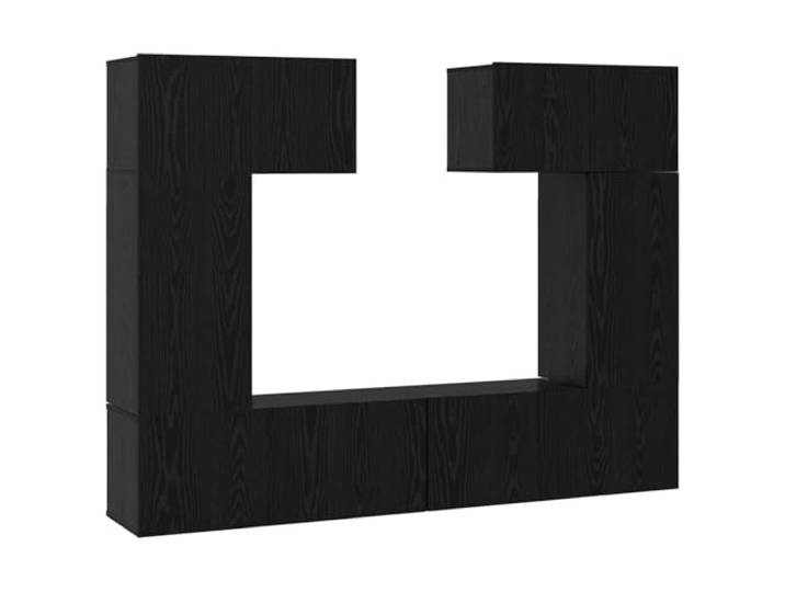 Kaorsrow TV-Schrank Set 6-teilig Schwarz Eichen-Optik Holzwerkstoff 6-teiliges wandhängendes Lowboard-Set im Wohnzimmer oder Schlafzimmer für Platzersparnis und Ordnung.
