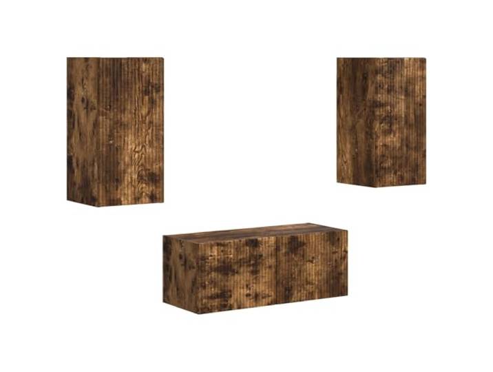 LKJephalotrop TV Schrank Set 2-TLG Hängeschrank Geräucherte Eiche Platzsparende Wandmontage für Wohnzimmer und Schlafzimmer mit viel Stauraum für Medien und Dekoration.