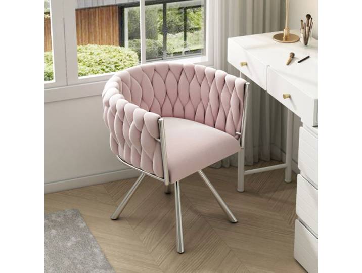 Fauteuil de maquillage 72x59x54 cm - Velours - Rose - 1 place