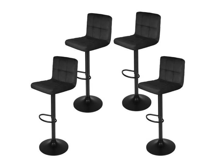 Tabouret de Bar - GOLDCMN - Lot de 4 chaises Haute - Siège en velours Noir - 43x43 cm