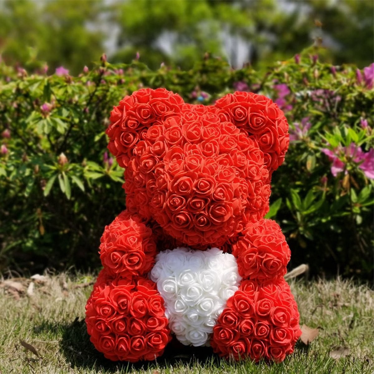 Rose Bear met Gift Box Rood 40cm