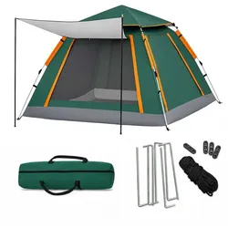 Relaxdays Campingzelt 3-4 Personen mit Vordach Dunkelgrün,Grau,Orange