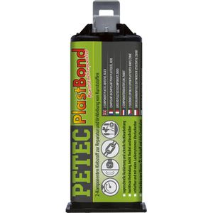PETEC 2-Komponenten-Kleber PlastBond, 50g, auf Polyurethan Basis, schwarz, wasserfest