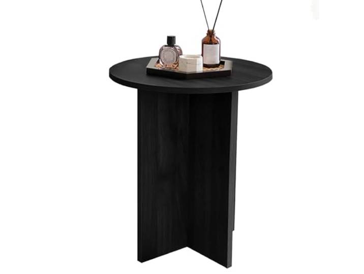 XDgfjrCGKJ Runder Beistelltisch aus Holz, Nachttisch(/Black,60cm)