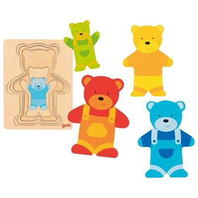 Goki 57449 - Schichtenpuzzle Bär, 5-teilig, Holz, 17x13cm
