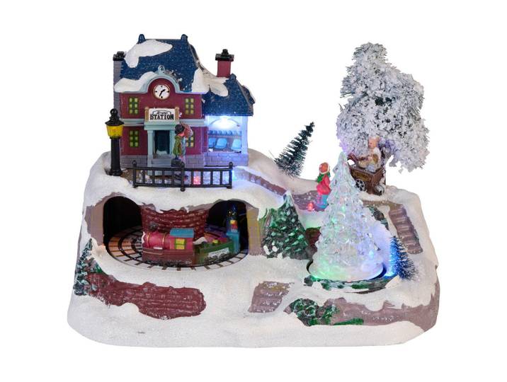 Dekospieluhr, Kunststoff, 26x18.5x20 cm, Dekoration, Weihnachtsdekoration, Winterdeko, Dekospieluhren