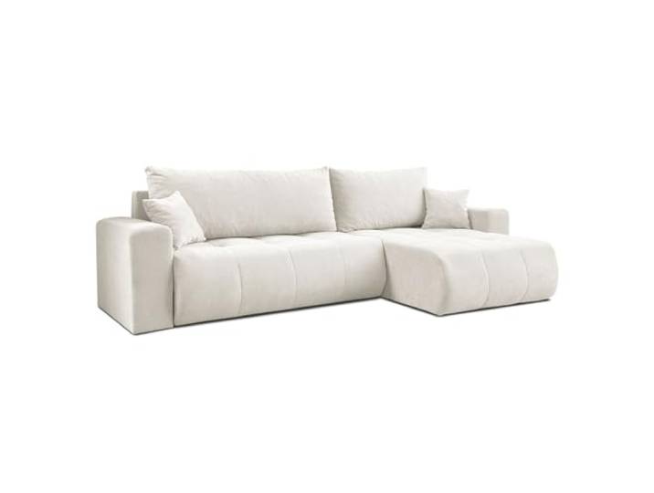 Lookway Ecksofa Cloud – Luxuriöses Ecksofa mit Abgerundeter Form, feiner Steppung und Schlaffunktion 130x230 cm Universelles Schlafsofa fürs Wohnzimmer mit Bettkasten (Creme - Wind 02)