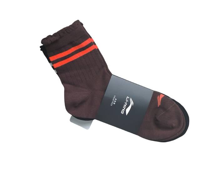 LI-NING Chaussettes mi-hautes (lot de 3) Blanc lait/Noir/Marron coquillage de noix de coco L