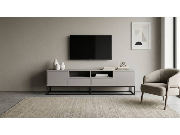 Pickawood Lowboard - Individualisierbar - Eiche/Weiß/Grau Premium Dekore Grau