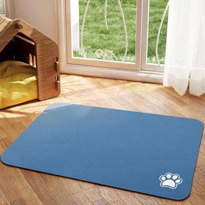 Friendly Fresh Finds Absorbent Pet Feeding Mat For Dogs And Cats Quick Dry, Easy To Clean Placemat For Messy Drinkers blue l