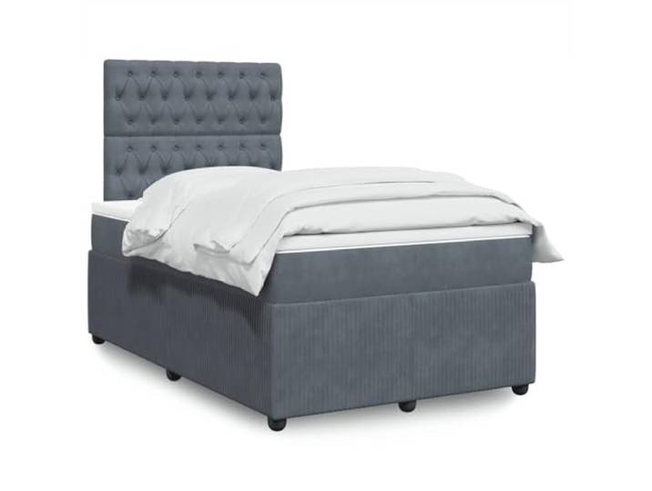 RJPLMFV Bettgestell, Matratze, Velours, Dunkelgrau, 120 x 200 cm Taschenfedern, verstellbarer Kopf, abnehmbarer Topper, Premium-Komfort