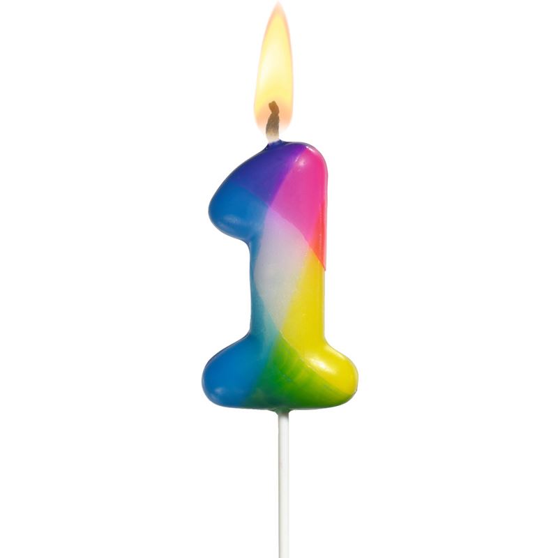 SUSY CARD Zahlenkerze "Regenbogen", Ziffer: 1, Höhe: 50 mm
