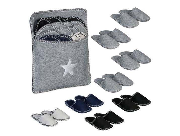 Relaxdays Vilten pantoffels 8 paar 3 groottes