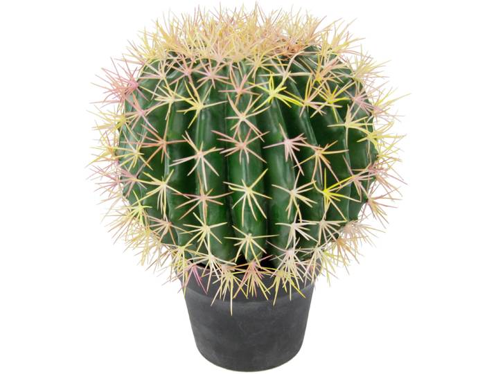 Kunstpflanze I.GE.A. Kugelkaktus , grün, B:26cm H:33cm L:26cm, Obermaterial: 100% Kunststoff, Kunstpflanzen, Kunstpflanze, 33 cm