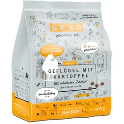 grau Geflügel + Kartoffel Katze Katzentrockenfutter 400 Gramm