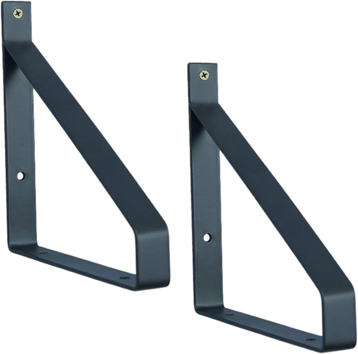 Zwarte plankhouders met solide driehoeksvorm, 200 x 200 mm