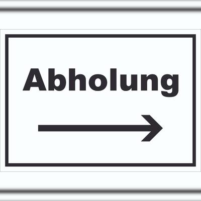 HB-Druck Abholung Schild mit Text und Richtungspfeil rechts Post waagerecht A5 (148x210mm)
