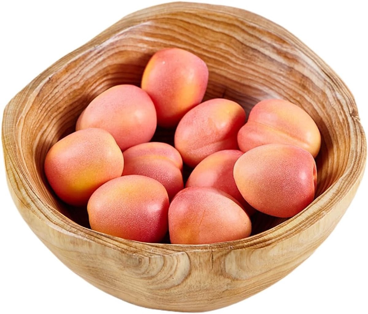Handbeschilderde houten saladeschaal met rustiek design voor snacks en fruit