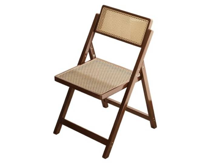 Klappbarer Rattanstuhl, Bambusrahmen, atmungsaktiver Esszimmer-, Büro- und Bambus-Rattan, faltbares Design, atmungsaktiv, bequem, modern, minimalistisch, Heimbalkon(Light color)