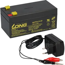 AGM BLEI AKKU BATTERIE 12V 3,3Ah + LADEGERÄT
