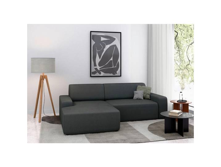Ecksofa, Anthrazit, 246x162 cm, Textil, 4-Sitzer & Ottomane Links, Modern