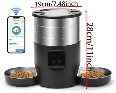 Inspired Living SmartFeed Pro 4.5L WiFi Pet Feeder & Water Dispenser 4.5l Button Black B