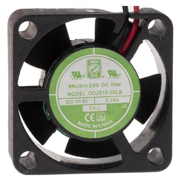 RS PRO DC axial fan, 25x10mm 3.06cu.m/h 5V (1442027)