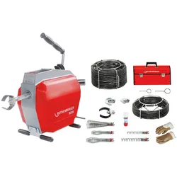 ROTHENBERGER R600 + Spiral/Werkzeugset + ROSPI 8 H+E Plus Hand- und Elektro-Rohrreinigungsgerät, 7,5m + Schutzbrille - 19173-72095-Set