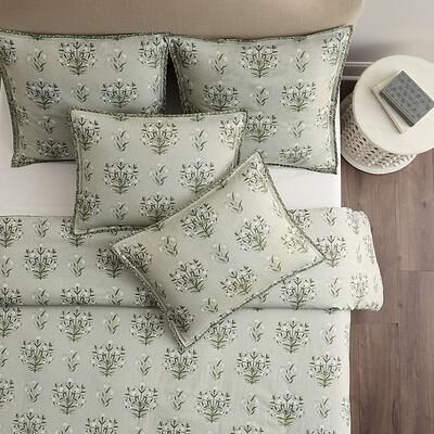 Saige Block Print Floral Duvet Cover - King - Ballard Designs