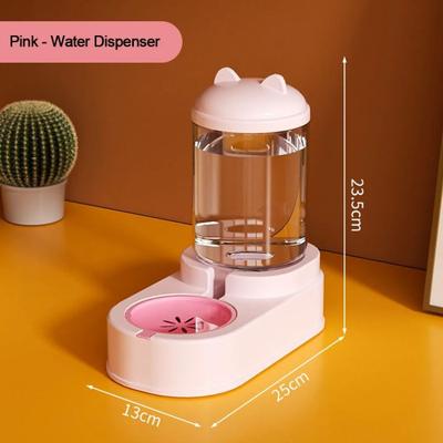 Uplifted Finds Cute Cat Shaped Automatic Gravity Pet Feeder & Waterer pink Water Dispenser