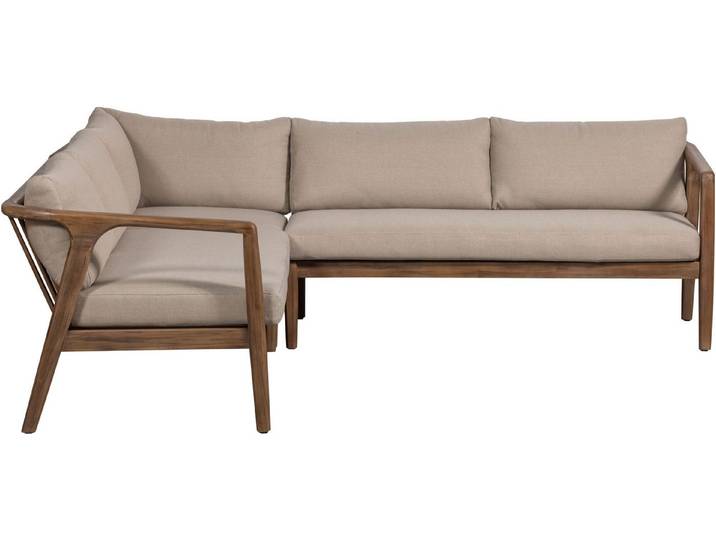 WOOOD Ecksofa Biam Akazienholz mit Kissen und Eckaufbau H 67 x B 227 x T 227 cm, Tragkraft 500 kg, natürliche Holzöle für Wasserabweisung, pfleigleicht