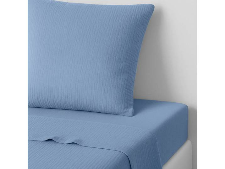 Drap plat gaze de coton 240x300 bleu
