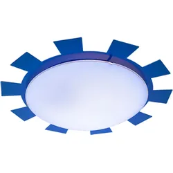 Wandleuchte Kinderzimmer Kinderlampe Glas Deckenleuchte Kinderleuchte blau, Sonne, Fernbedienung dimmbar, 1x RGB LED 4,8W 470Lm warmweiß, DxH 35x8 cm