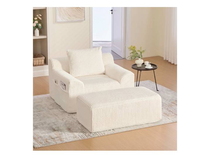 BlingBin Loungesessel Sofasessel mit Seitentaschen und Kissen, Sitzsacksofa (Loungesofa, 1-St., mit Steigbügeln), Moderner gepolsterter Sessel, weicher Sofasessel ohne Knochen