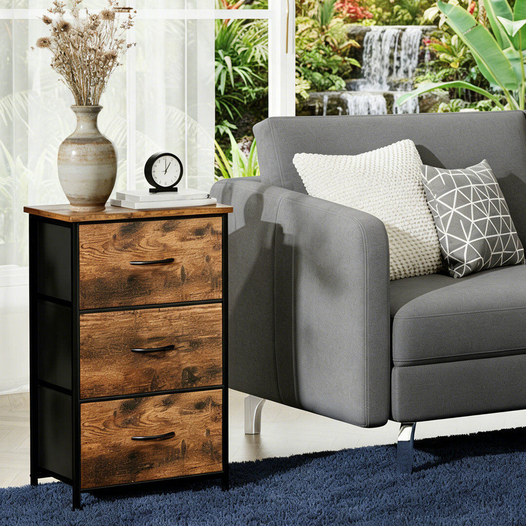 Brayden Studio 40 cm W Chest of 3 Drawers Black Walnut/Walnut 75cm H X 40cm W X 30cm D