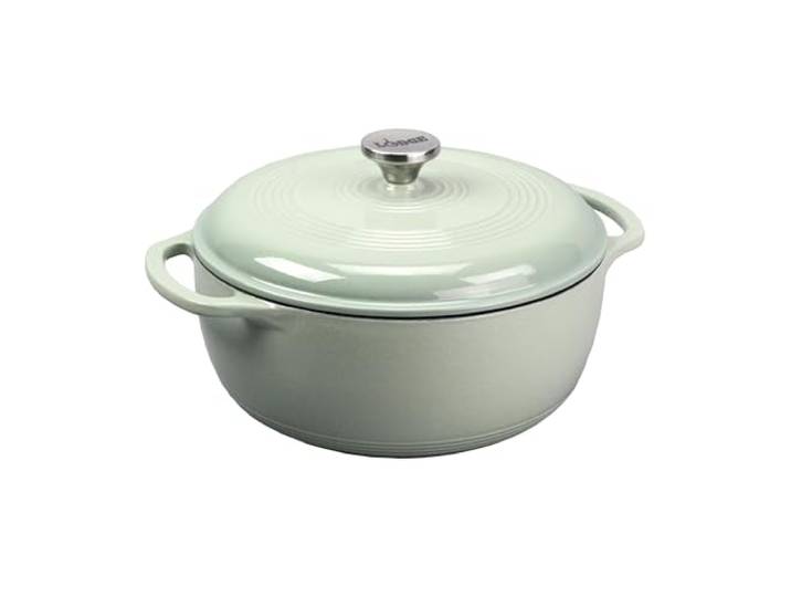 Lodge Schmortopf aus emailliertem Gusseisen mit Deckel, Doppelgriffe, ofenfest bis 260 °C oder auf dem Herd, zum Marinieren, Kochen, Backen, Kühlen und Servieren – Desert Sage
