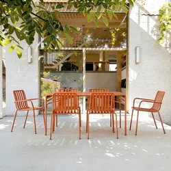 Gaby - Gartenmöbel-Set aus Metall orange, 6-Sitzer